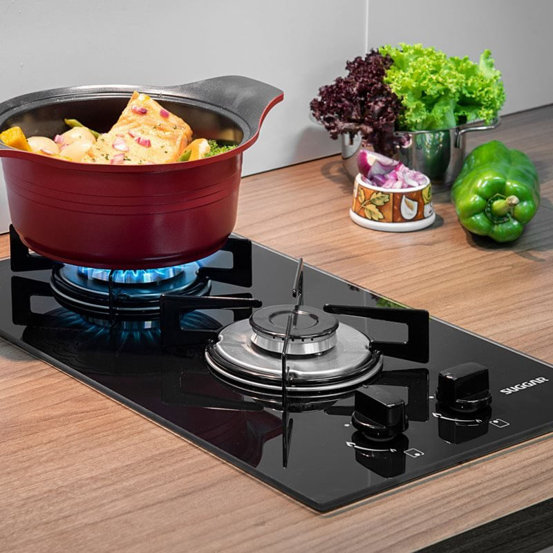 Cooktop a Gás Suggar 2 Queimadores Vidro Preto Bivolt FG2002VP Camicado