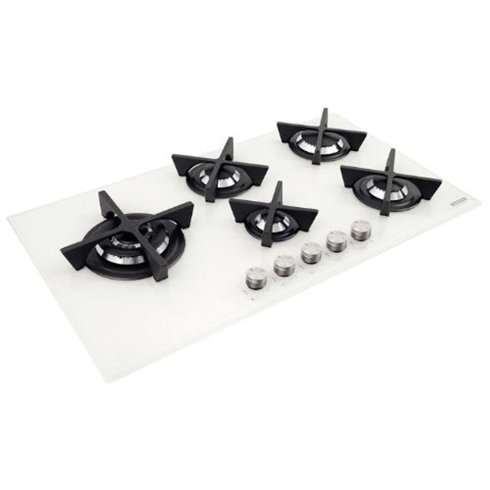 Cooktop Tramontina à Gás 90Cm 5 Bocas Vidro Flat Branco Bivolt 94731/